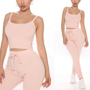 Fashion Nova | Pink Ribbed Crop Top Tank Set